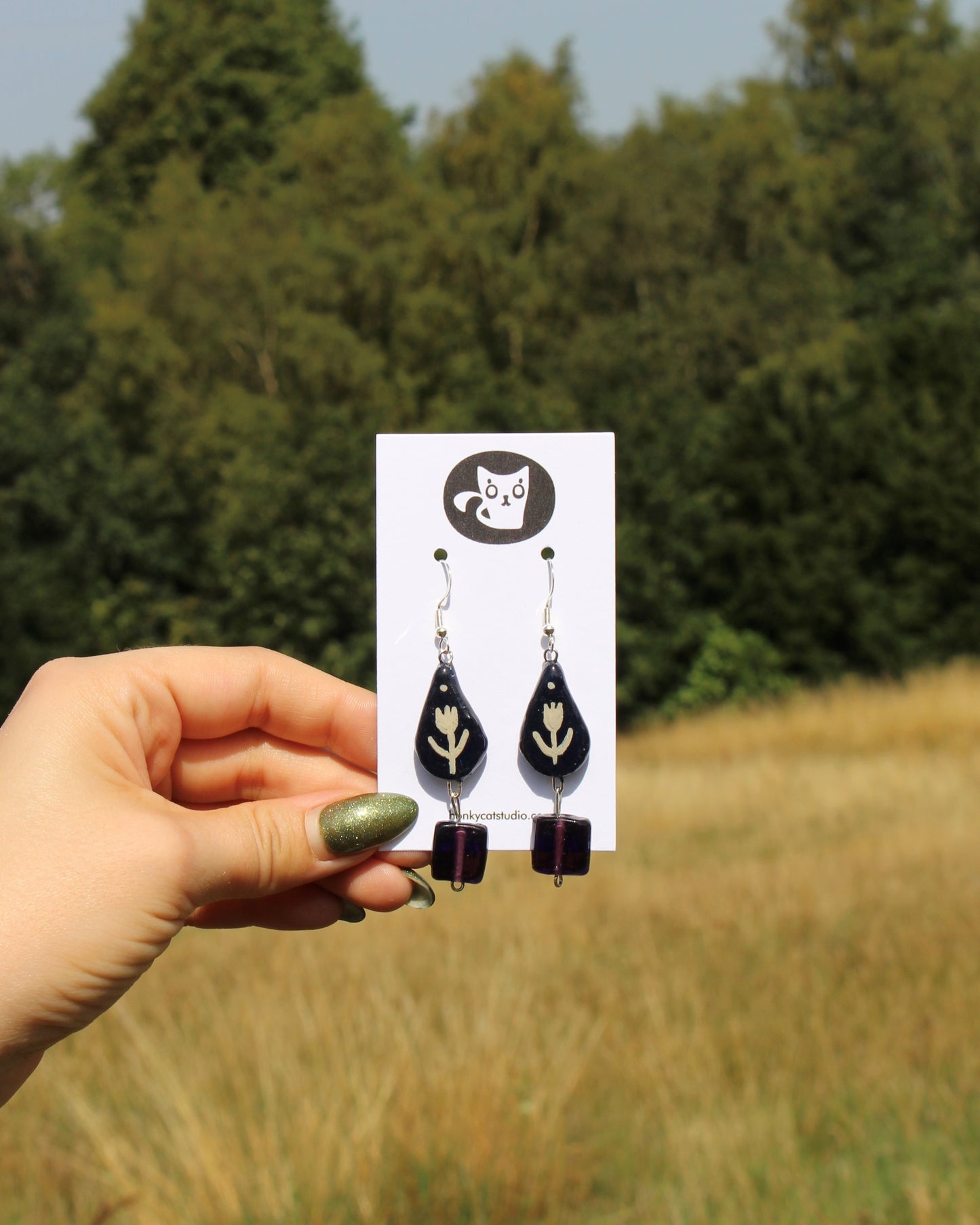 Purple Leaf Earrings