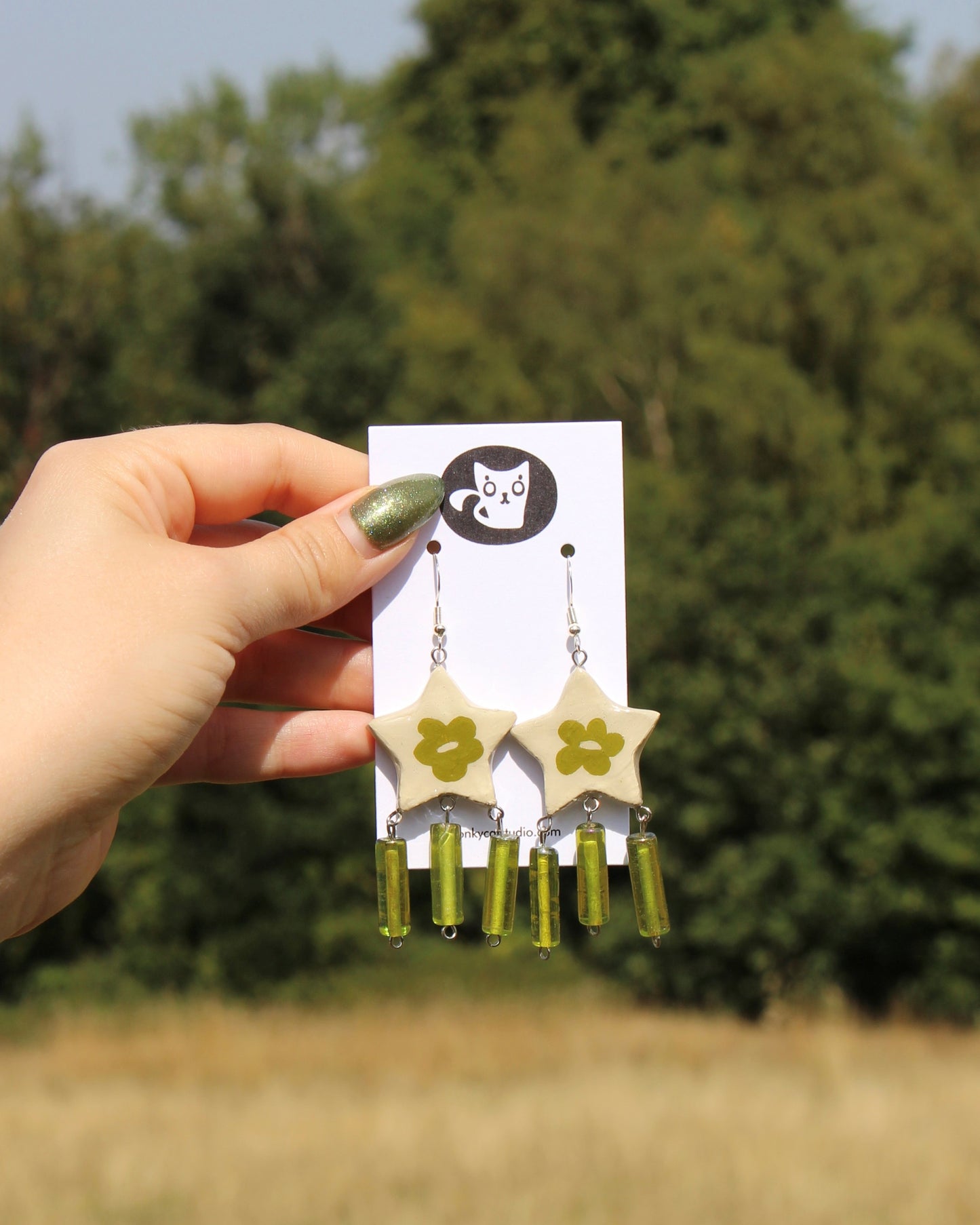 Green Star Earrings
