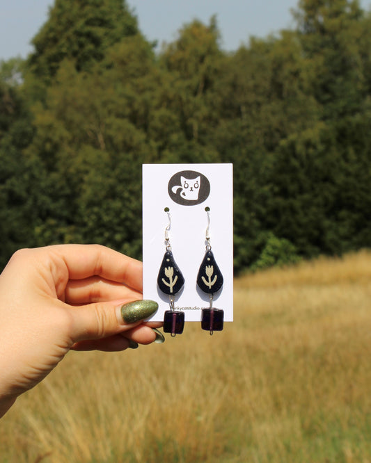 Purple Leaf Earrings