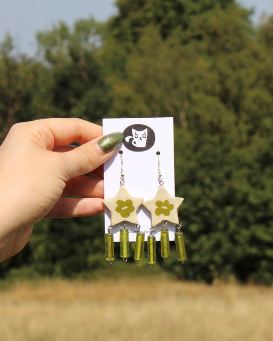 Green Star Earrings
